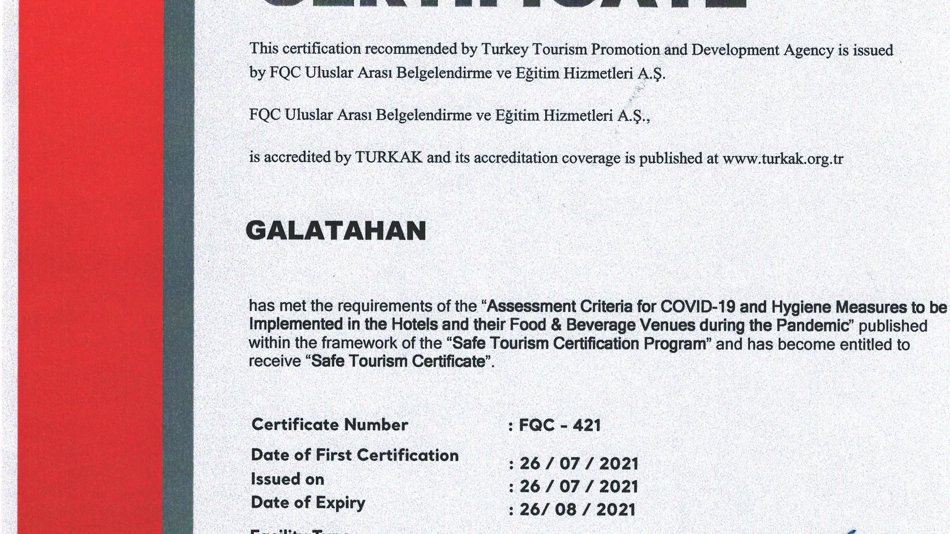 ****  Galatahan Hotel Istanbul Karakoy Turquie